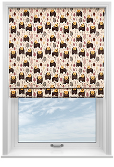 Bear Necessities, Rosewood - Roman Blind